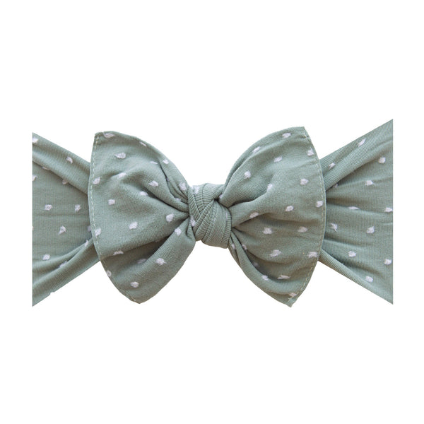 patterned-shabby-knot-sage-dot Baby Bling Bows clips headbands - Sophia's StylePATTERNED SHABBY KNOT-